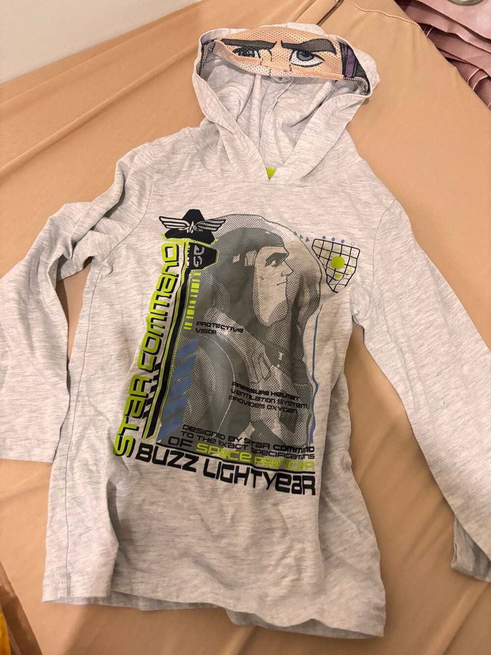 Kid’s Disney Pixar Buzz Lightyear Hoodie Size 6 Grey Long Sleeveid